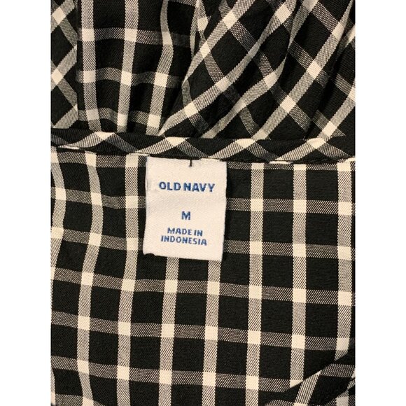 Old Navy Women Dress Size Medium M Black White Check Shift Flutter Keyhole New - Picture 6 of 8